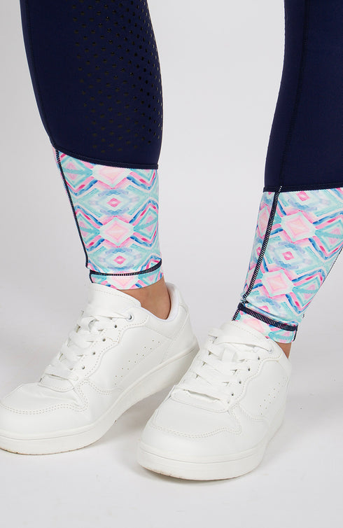 Youth Performance Riding Tights - Navy Azure